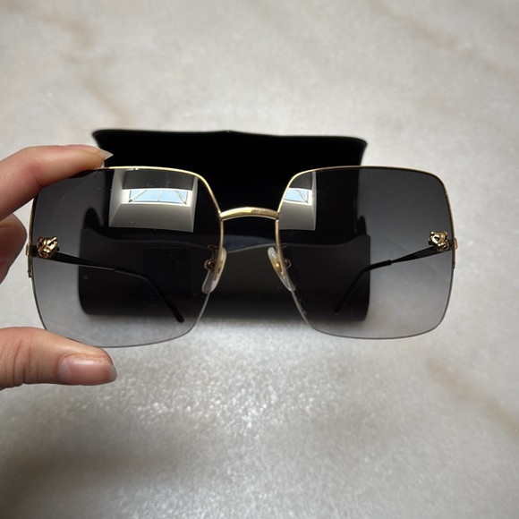 CARTIER Gold Rimless Panthère Square Sunglasses - Picture 8 of 8